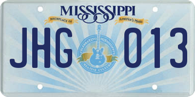 MS license plate JHG013