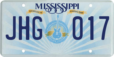 MS license plate JHG017