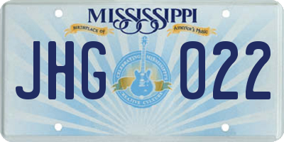 MS license plate JHG022