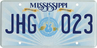 MS license plate JHG023