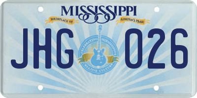 MS license plate JHG026
