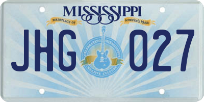MS license plate JHG027