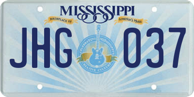 MS license plate JHG037