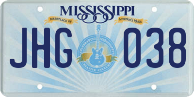 MS license plate JHG038