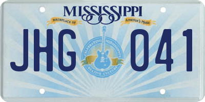 MS license plate JHG041