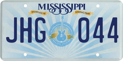MS license plate JHG044