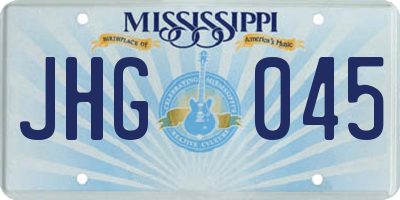 MS license plate JHG045
