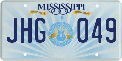 MS license plate JHG049