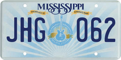 MS license plate JHG062