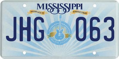 MS license plate JHG063
