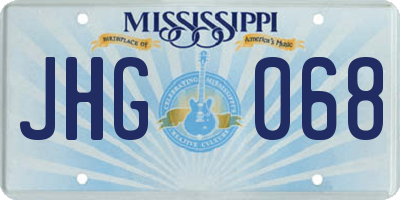 MS license plate JHG068