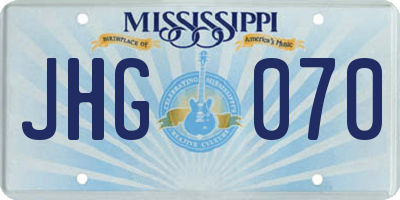 MS license plate JHG070