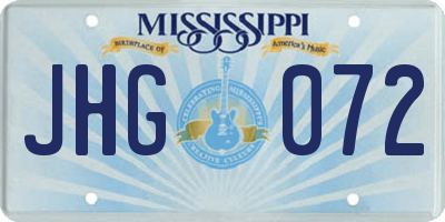 MS license plate JHG072
