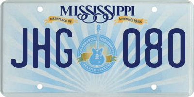 MS license plate JHG080
