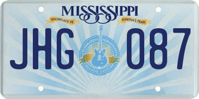 MS license plate JHG087
