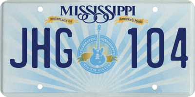 MS license plate JHG104