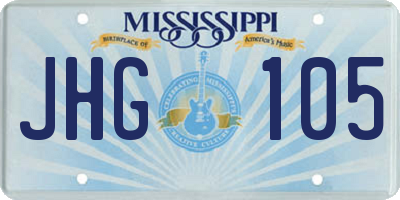 MS license plate JHG105