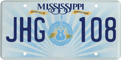 MS license plate JHG108