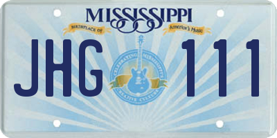 MS license plate JHG111