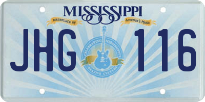MS license plate JHG116