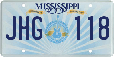 MS license plate JHG118