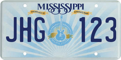 MS license plate JHG123