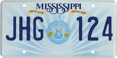 MS license plate JHG124