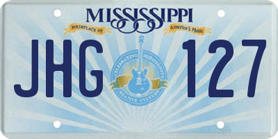 MS license plate JHG127