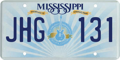 MS license plate JHG131