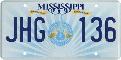 MS license plate JHG136