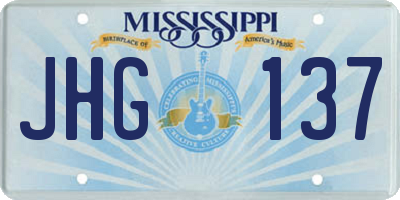 MS license plate JHG137