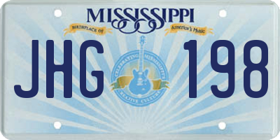 MS license plate JHG198