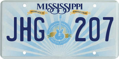 MS license plate JHG207