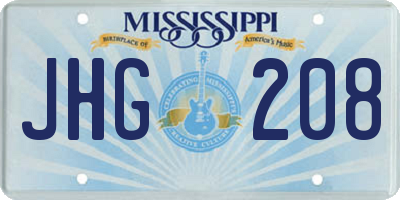 MS license plate JHG208