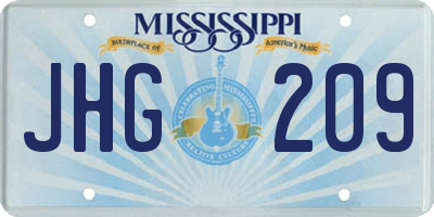 MS license plate JHG209