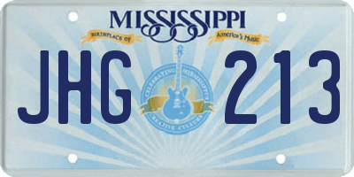 MS license plate JHG213