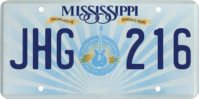 MS license plate JHG216