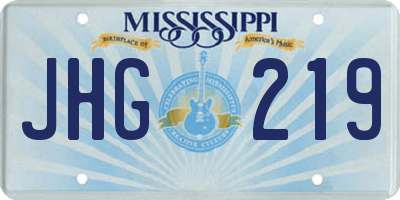 MS license plate JHG219
