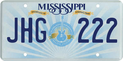 MS license plate JHG222