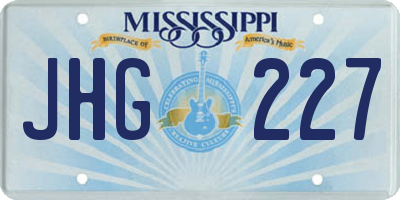 MS license plate JHG227
