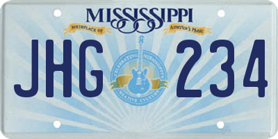 MS license plate JHG234
