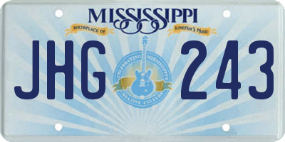 MS license plate JHG243