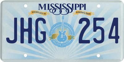 MS license plate JHG254