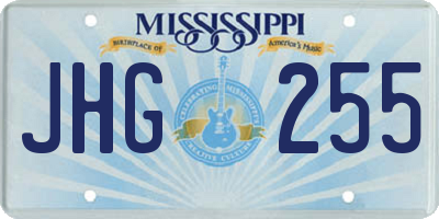 MS license plate JHG255