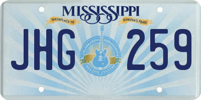 MS license plate JHG259