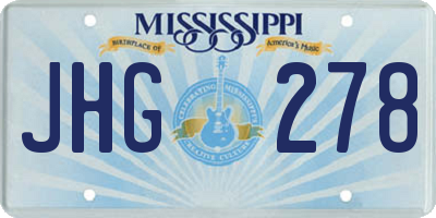 MS license plate JHG278
