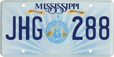 MS license plate JHG288