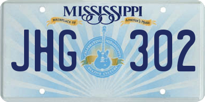 MS license plate JHG302