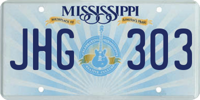 MS license plate JHG303