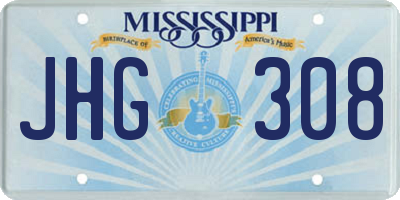 MS license plate JHG308